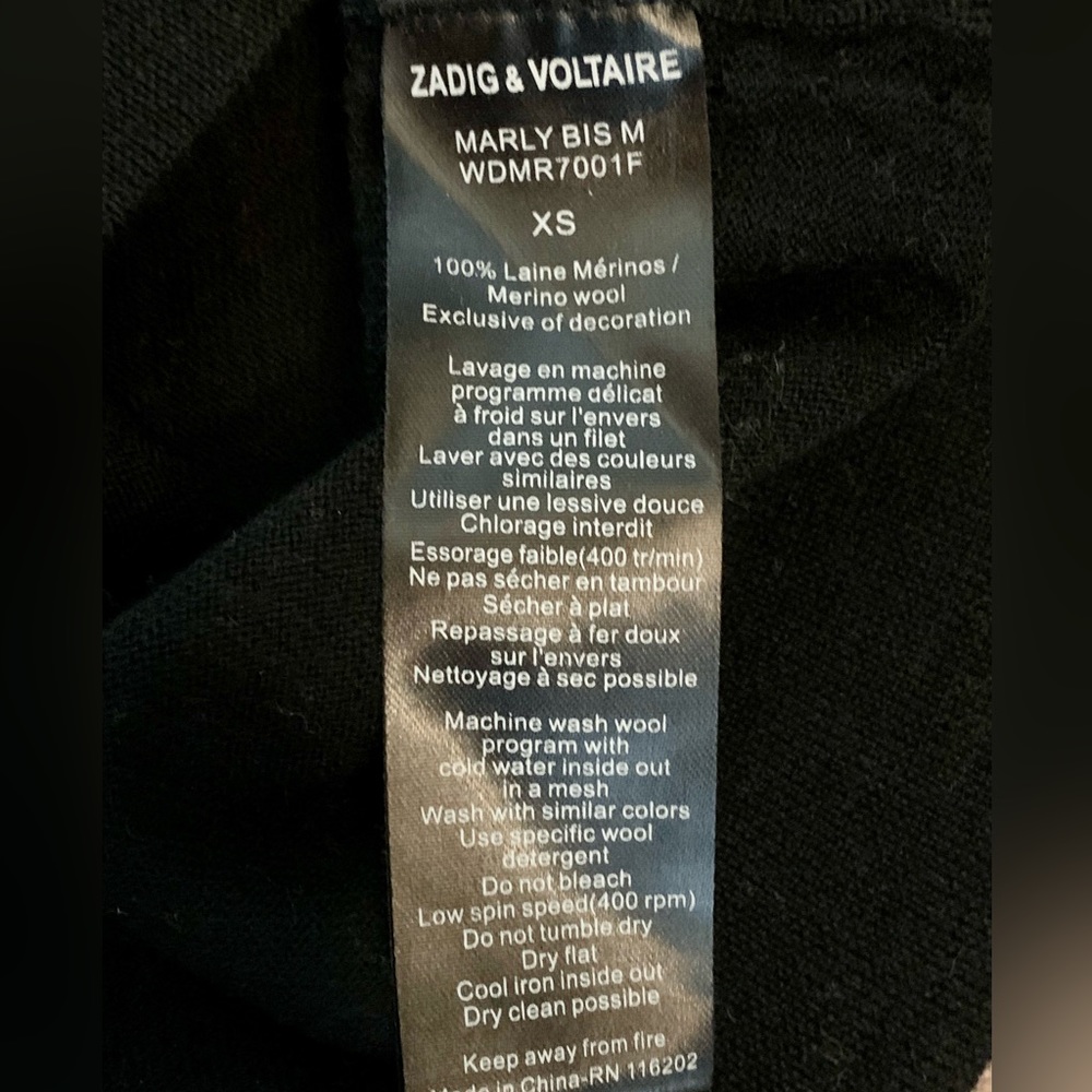 Zadig & Voltaire Black Sunshine Merino Wool Tank Top Size XS - Picture 6 of 7